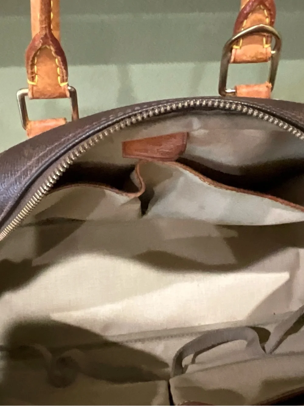 Louis Vuitton Brown Monogram Satchel with Tan Leather Trim